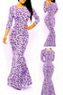 Sexy Evening Party Royal Tribal Mermaid Leaves Print Maxi Dress